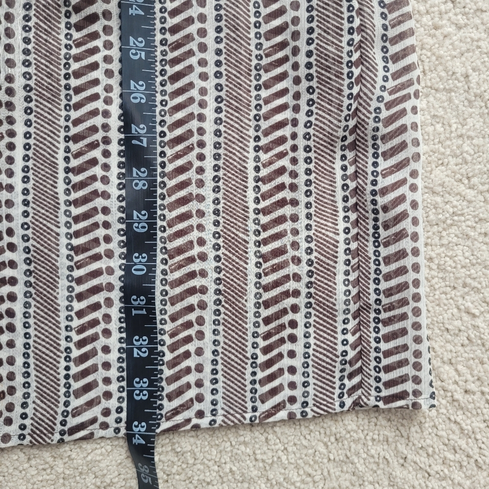 Merona Brown & White Patterned Cover-Up with Drawstring Waist  Lightweight Sz M - Picture 7 of 10